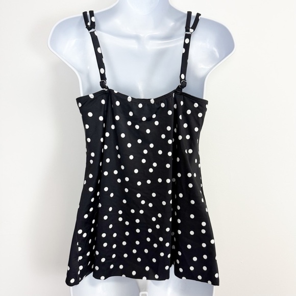 Swim Solutions Tankini Top 8 Black Polka Dot Bust Support D Cup - Princess Seam - Picture 2 of 9